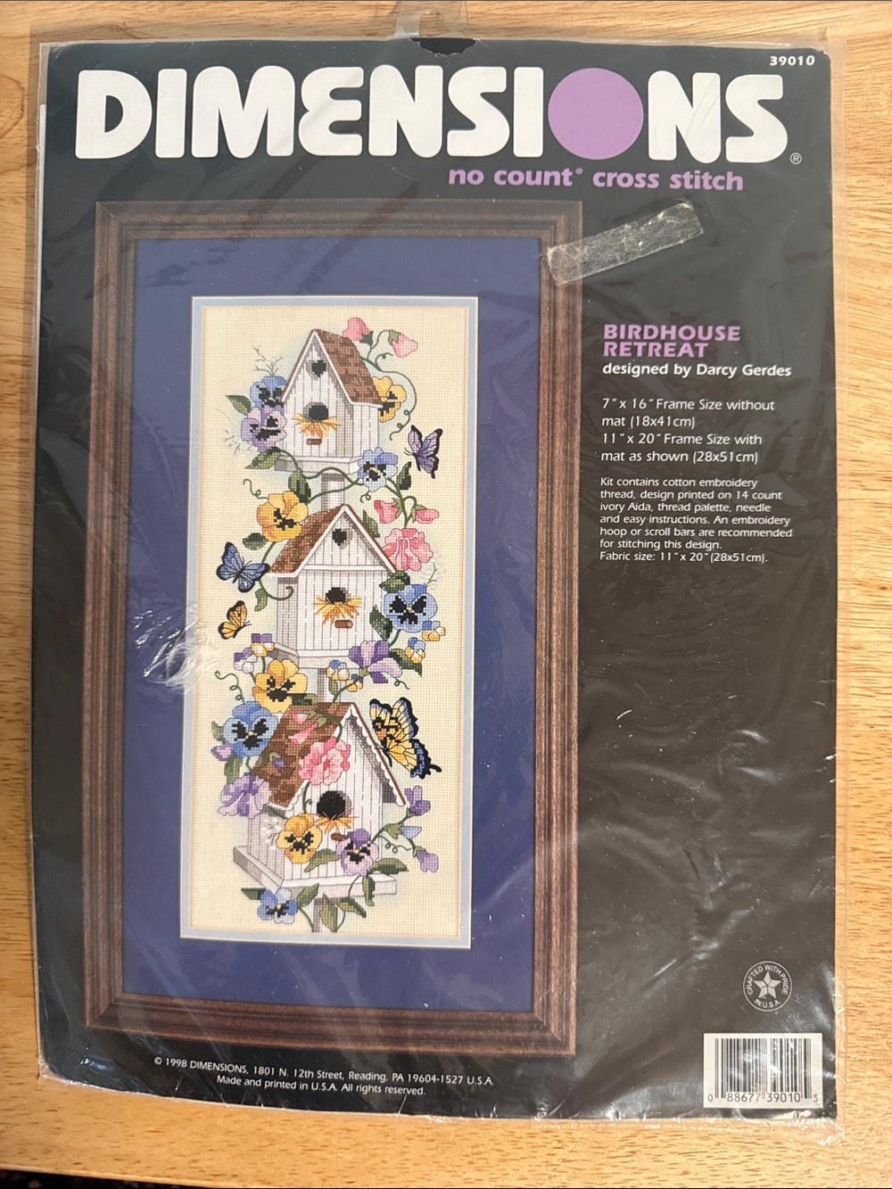 Vintage 1998 Dimensions Birdhouse Retreat No Count Cross Stitch Kit -